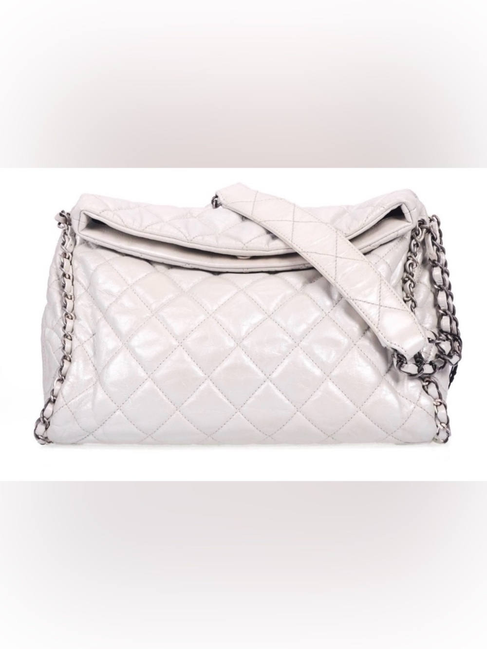 Chanel hobo bag pearl White quilted calfskin leather